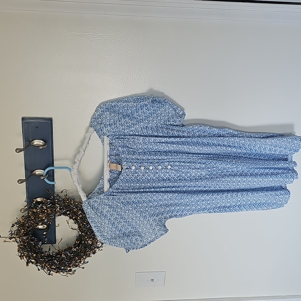 Bit & Bridle Light Blue Lace-Up Blouse